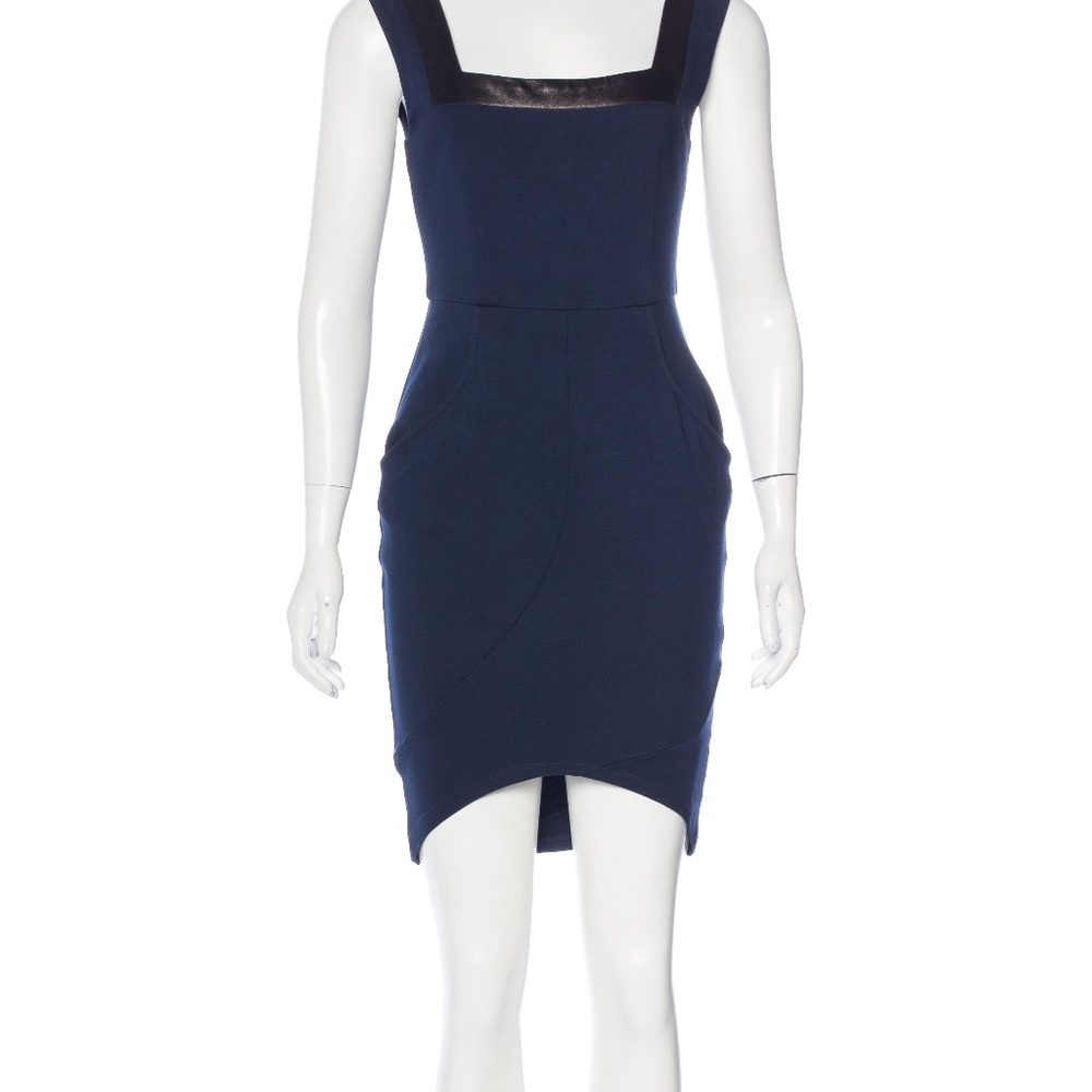 Alice + Olivia Leather Trimmed Sheath